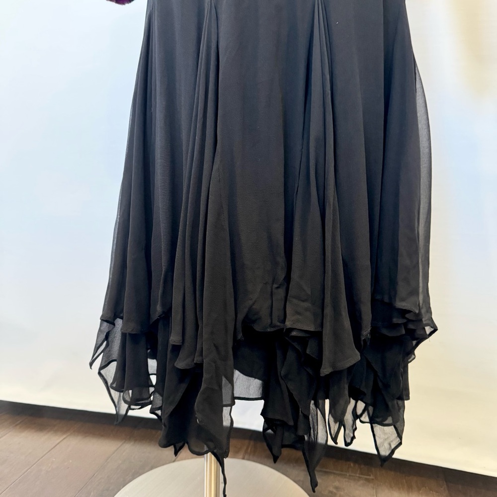 Vintage Diane Freis Limited Edition Silky Chiffon Velvet Burnout Ruffle Dress 🔥 - Picture 7 of 11